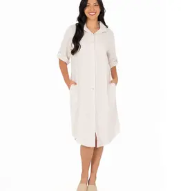 M Made In Italy Roll Sleeve Button Down Dress