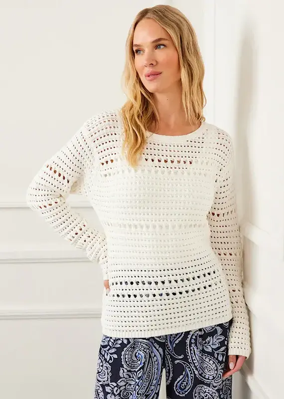 Karen Kane Boatneck Crochet Sweater