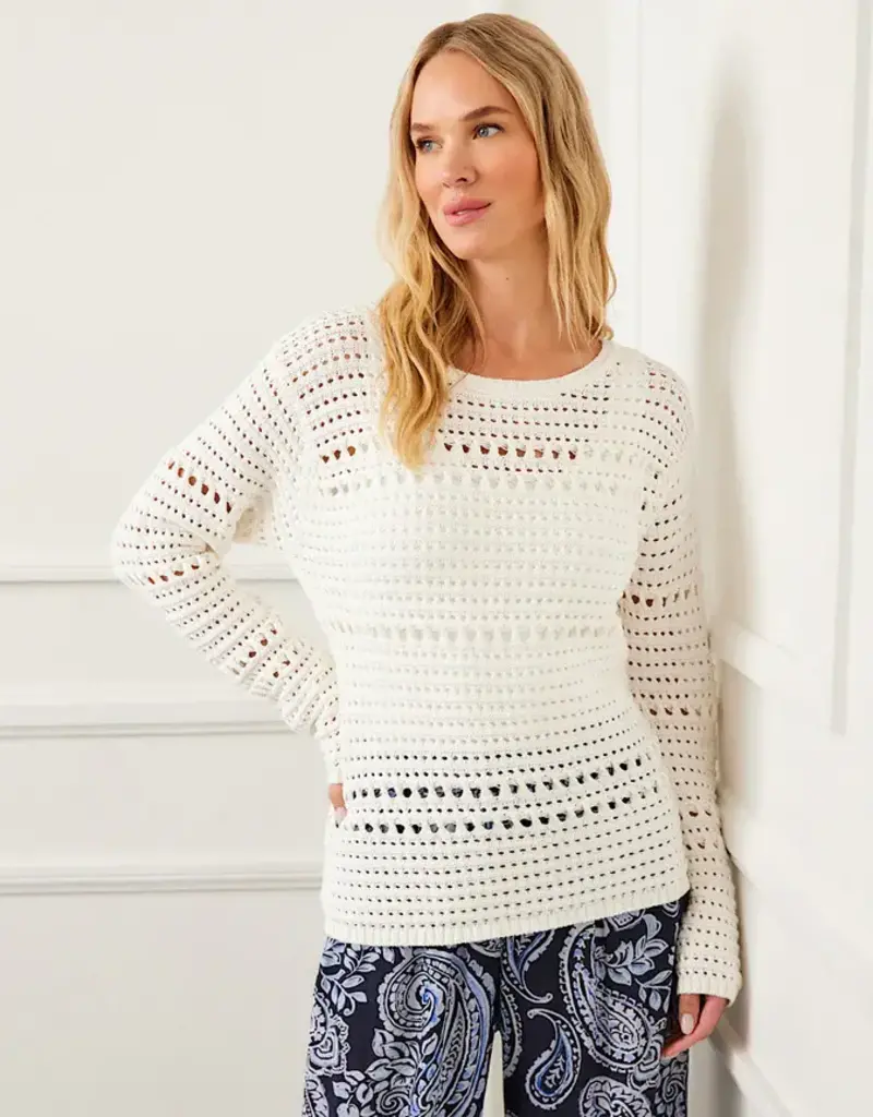 Karen Kane Boatneck Crochet Sweater