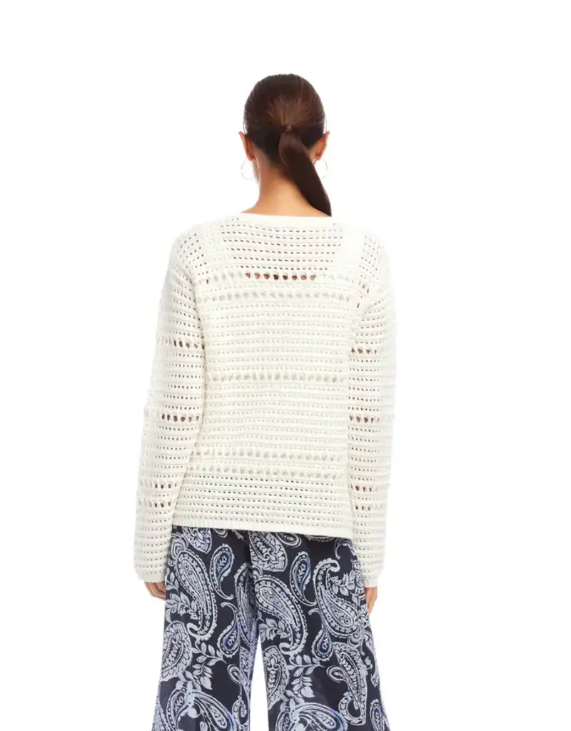 Karen Kane Boatneck Crochet Sweater