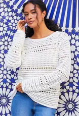 Karen Kane Boatneck Crochet Sweater