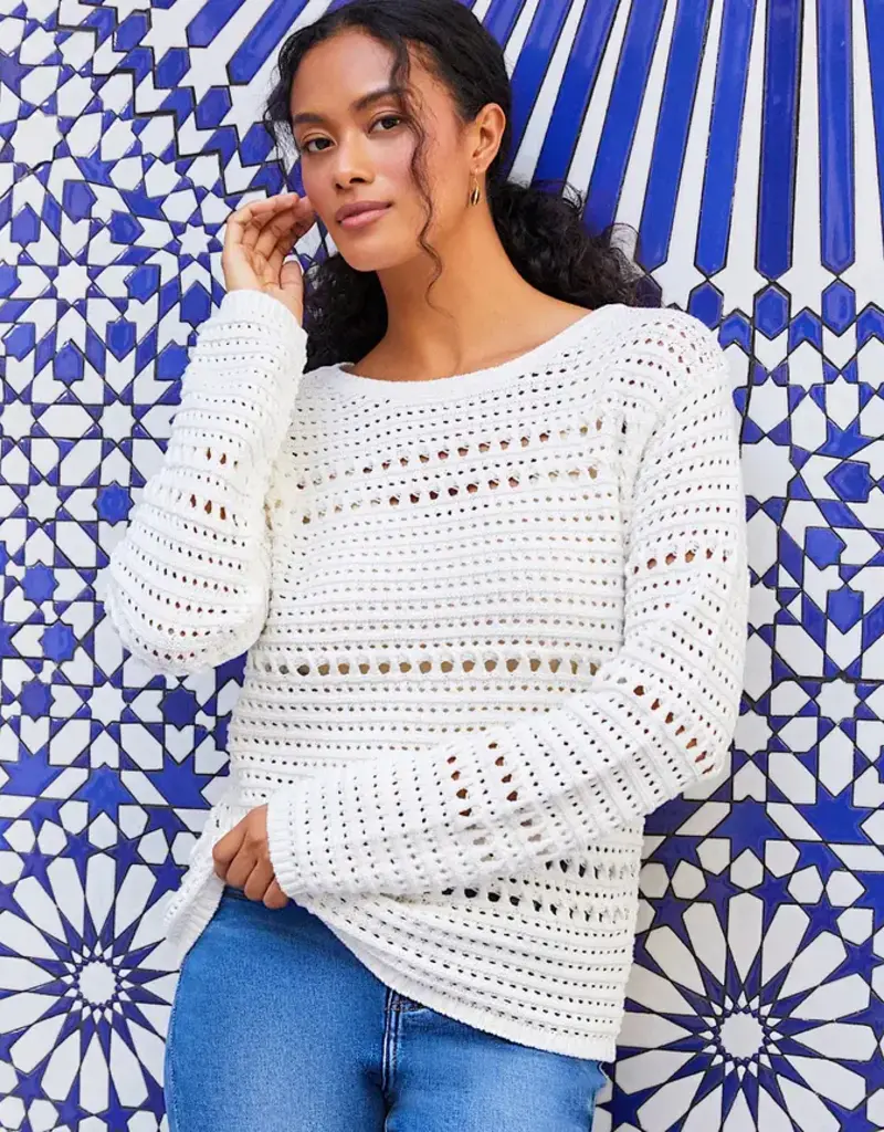 Karen Kane Boatneck Crochet Sweater