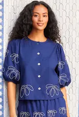 Karen Kane Embroidered Puff Sleeve Top
