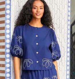 Karen Kane Embroidered Puff Sleeve Top