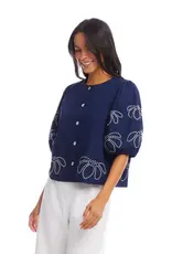 Karen Kane Embroidered Puff Sleeve Top