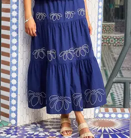 Karen Kane Embroidered Tiered Midi Skirt