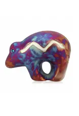 Raku Pottery Works Mini Fetish Bear with Turquoise