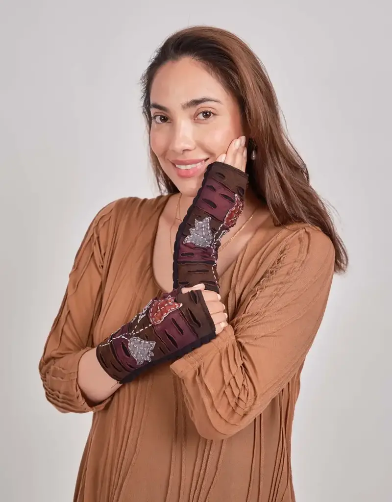 Windhorse Tulip Embroidered Cotton Handwarmers