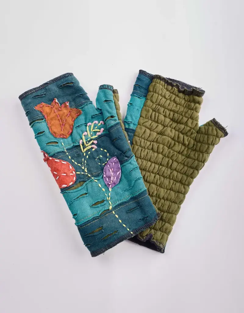 Windhorse Tulip Embroidered Cotton Handwarmers