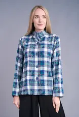 Shana Apparel Mandarin Collar Plaid Tunic