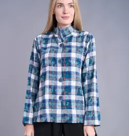 Shana Apparel Mandarin Collar Plaid Tunic