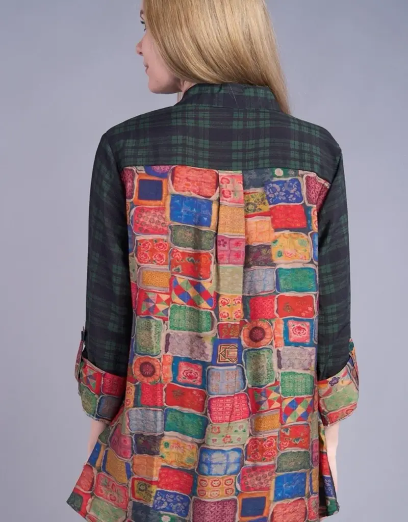 Shana Apparel Plaid Boyfriend Top