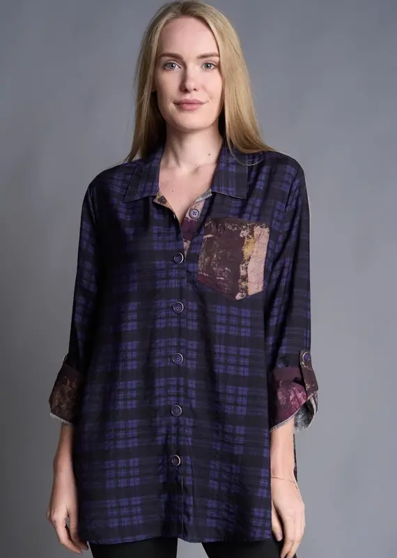 Shana Apparel Plaid Boyfriend Top