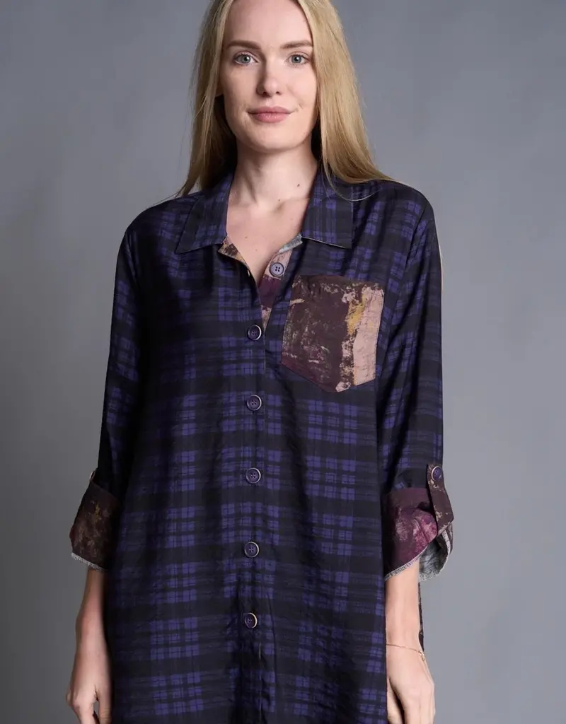 Shana Apparel Plaid Boyfriend Top