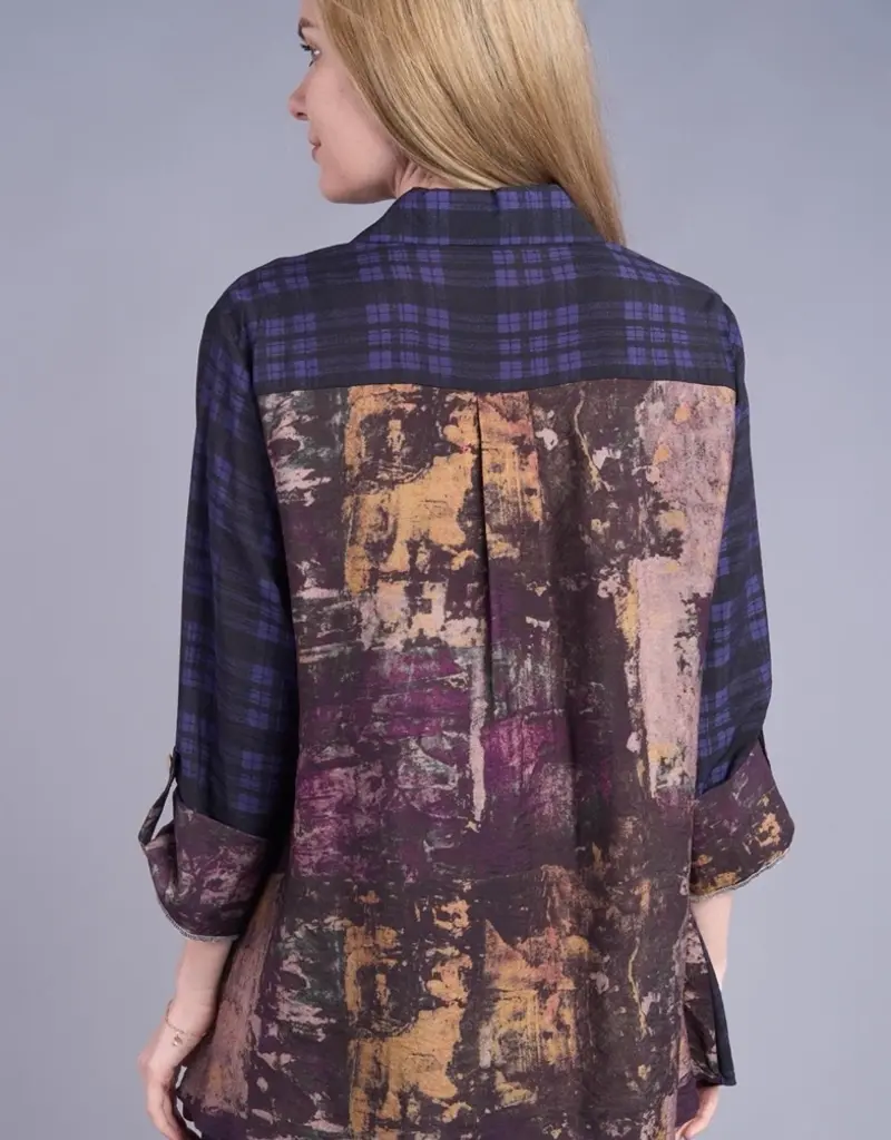 Shana Apparel Plaid Boyfriend Top