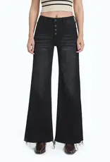 BAYEAS High Rise Wide Leg Denim Jeans With Frayed Hem