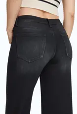 BAYEAS High Rise Wide Leg Denim Jeans With Frayed Hem