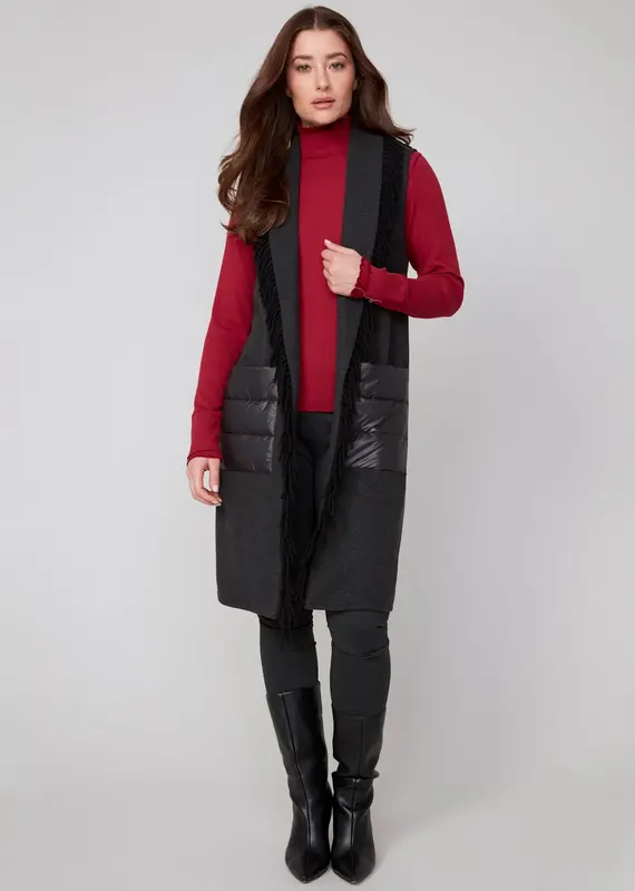Renuar Brush Knit Fringe Vest