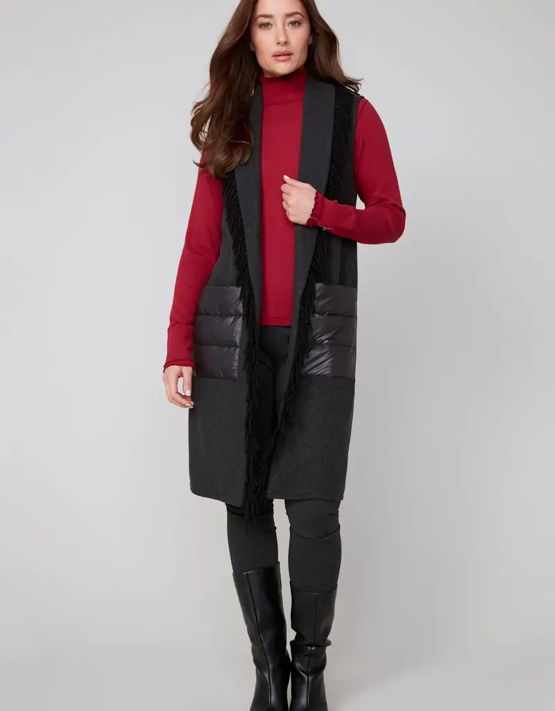 Renuar Brush Knit Fringe Vest