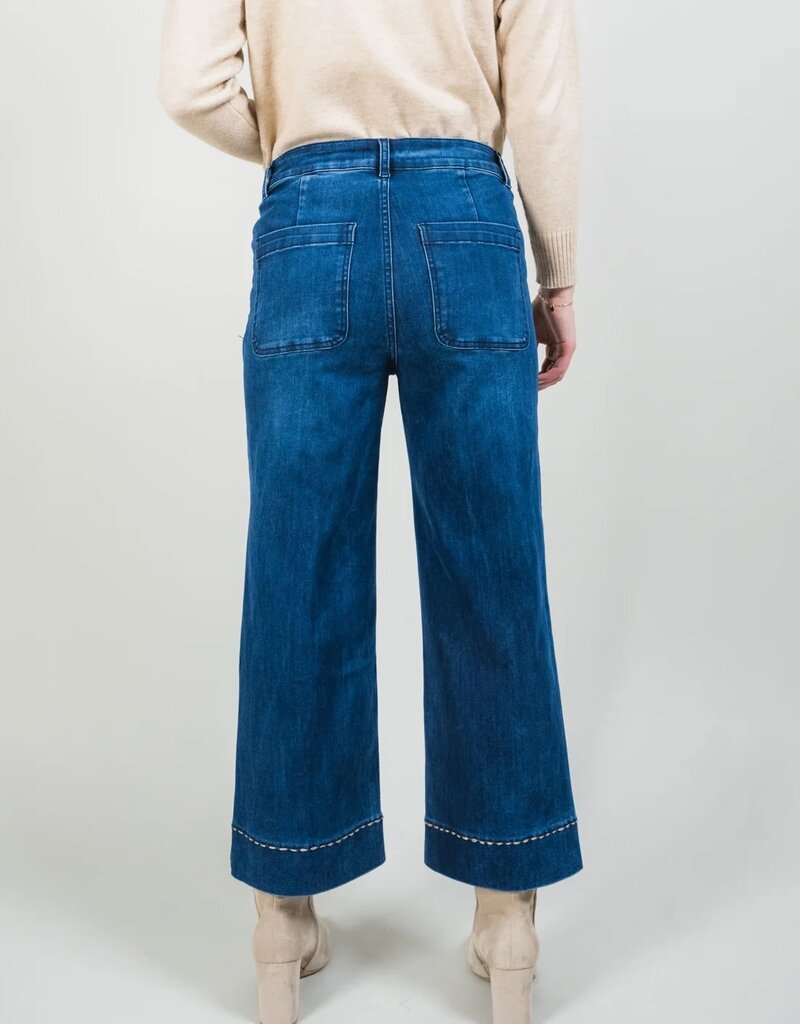 Lisette L Amelia Denim 26 Inch Wide Crop Pick Stitch Hem Jeans