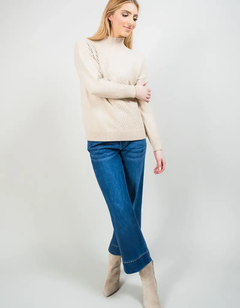 Lisette L Amelia Denim 26 Inch Wide Crop Pick Stitch Hem Jeans