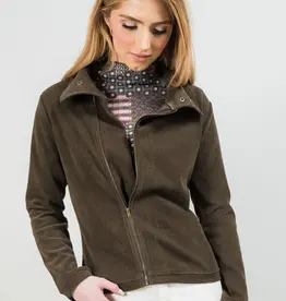 Lisette L Asymmetrical Zip Jacket with Snap Detail