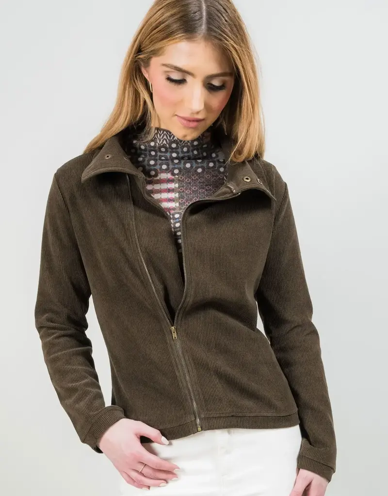Lisette L Asymmetrical Zip Jacket with Snap Detail