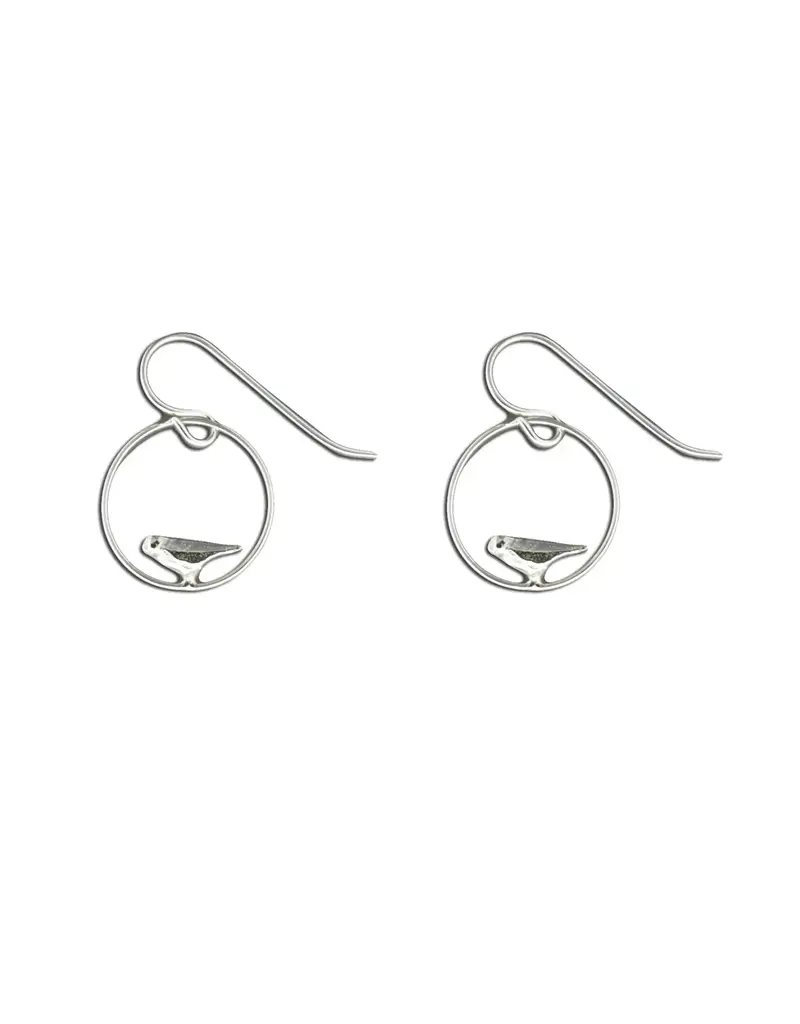 Mark Steel Bird Perched Earrings