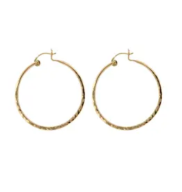 Mark Steel Hollow Hinged Hammered Hoop Earrings