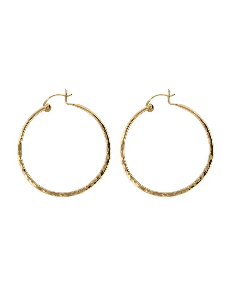 Mark Steel Hollow Hinged Hammered Hoop Earrings