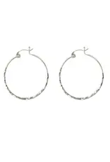 Mark Steel Hollow Hinged Hammered Hoop Earrings