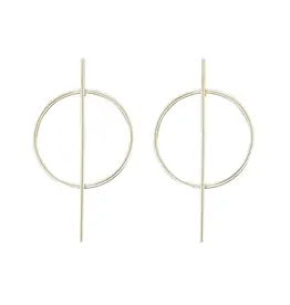 Mark Steel Thin Post and Circle Stud Earrings