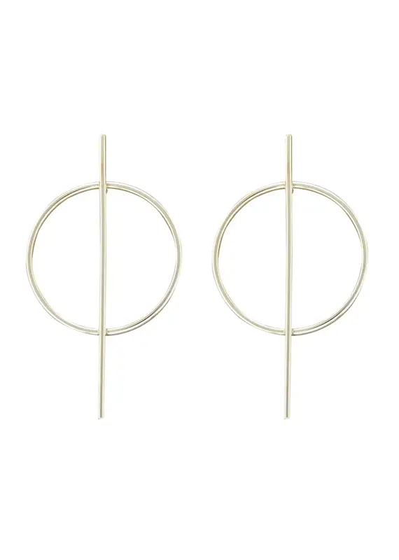 Mark Steel Thin Post and Circle Stud Earrings