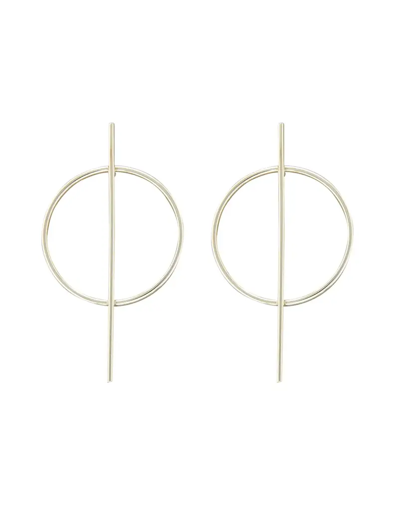 Mark Steel Thin Post and Circle Stud Earrings