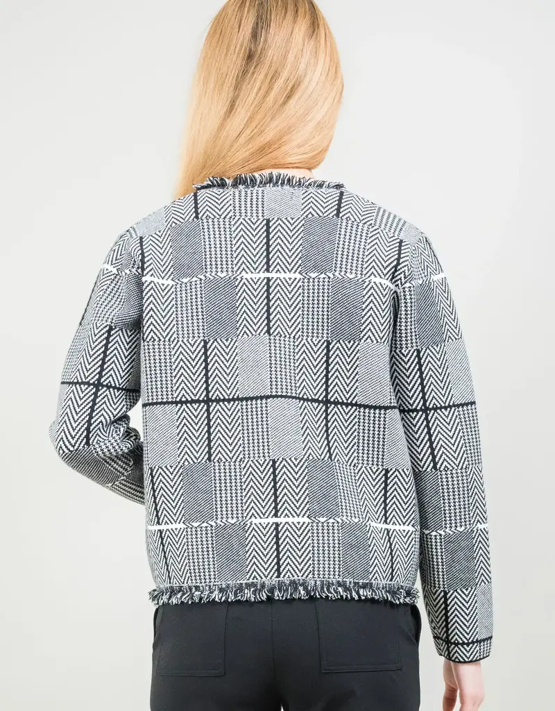 Lisette L Audrey Frayed Collarless Suit Jacket