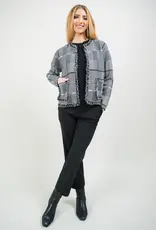 Lisette L Audrey Frayed Collarless Suit Jacket