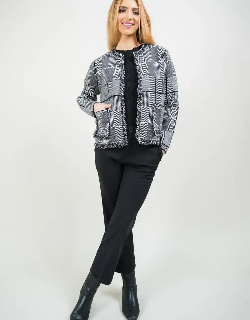Lisette L Audrey Frayed Collarless Suit Jacket