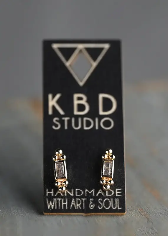 KBD Studio Cubic Zirconia Bar Stud Earrings