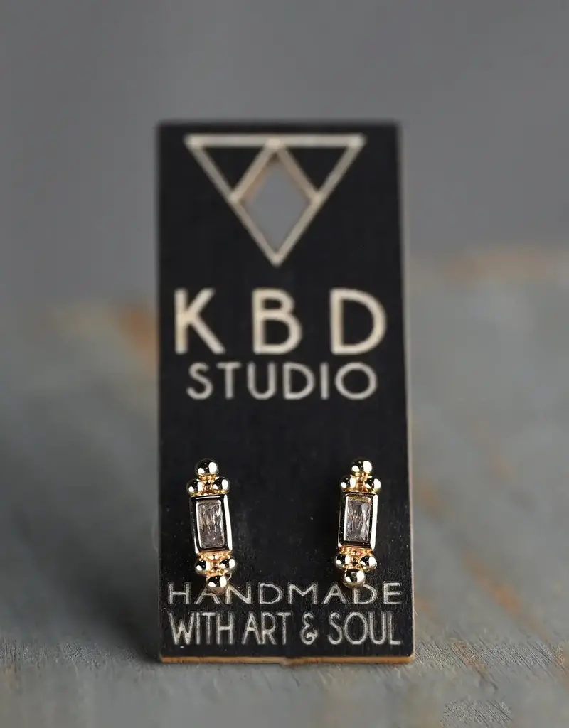 KBD Studio Cubic Zirconia Bar Stud Earrings