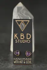 KBD Studio Minimalist Semi Precious Triangle Gemstone Stud Earrings