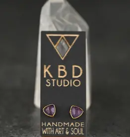 KBD Studio Minimalist Semi Precious Triangle Gemstone Stud Earrings