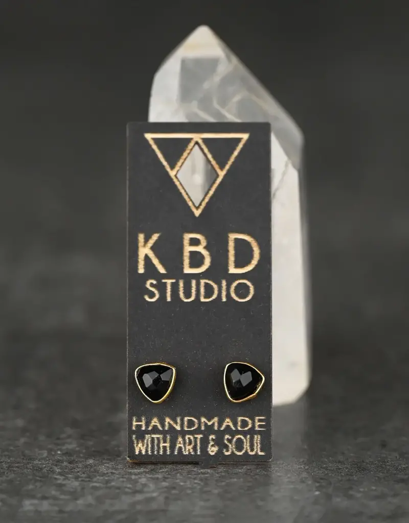 KBD Studio Minimalist Semi Precious Triangle Gemstone Stud Earrings