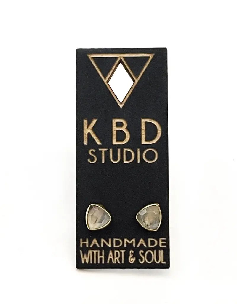 KBD Studio Minimalist Semi Precious Triangle Gemstone Stud Earrings