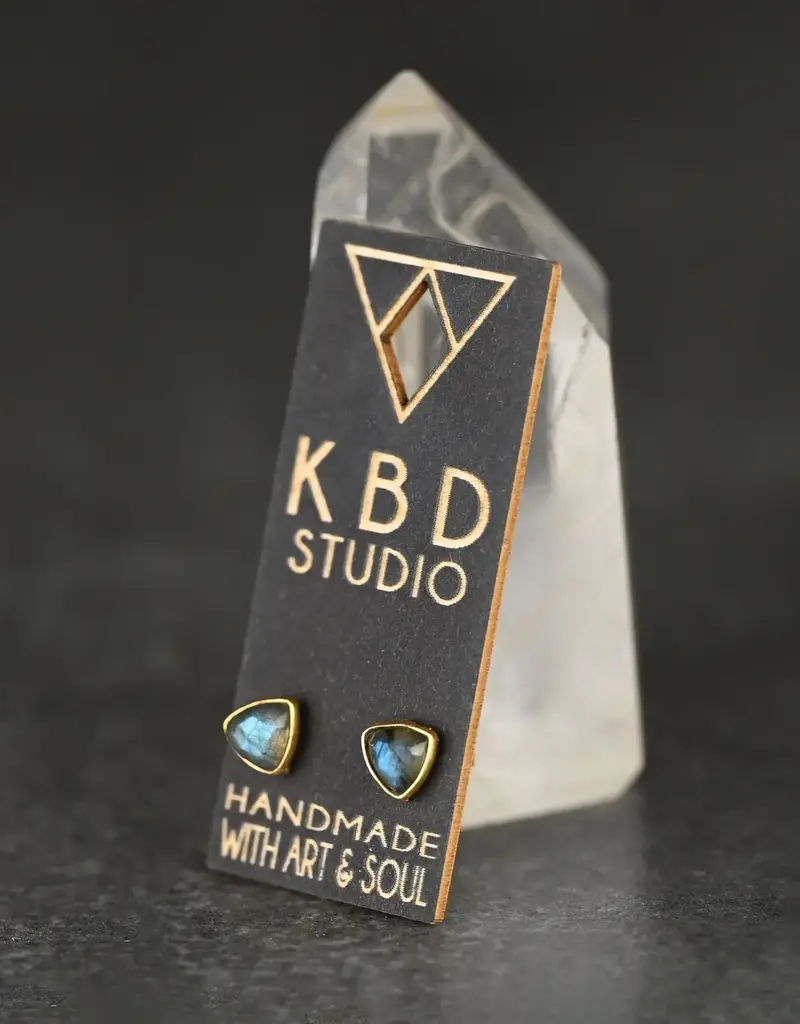 KBD Studio Minimalist Semi Precious Triangle Gemstone Stud Earrings