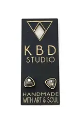 KBD Studio Minimalist Semi Precious Triangle Gemstone Stud Earrings