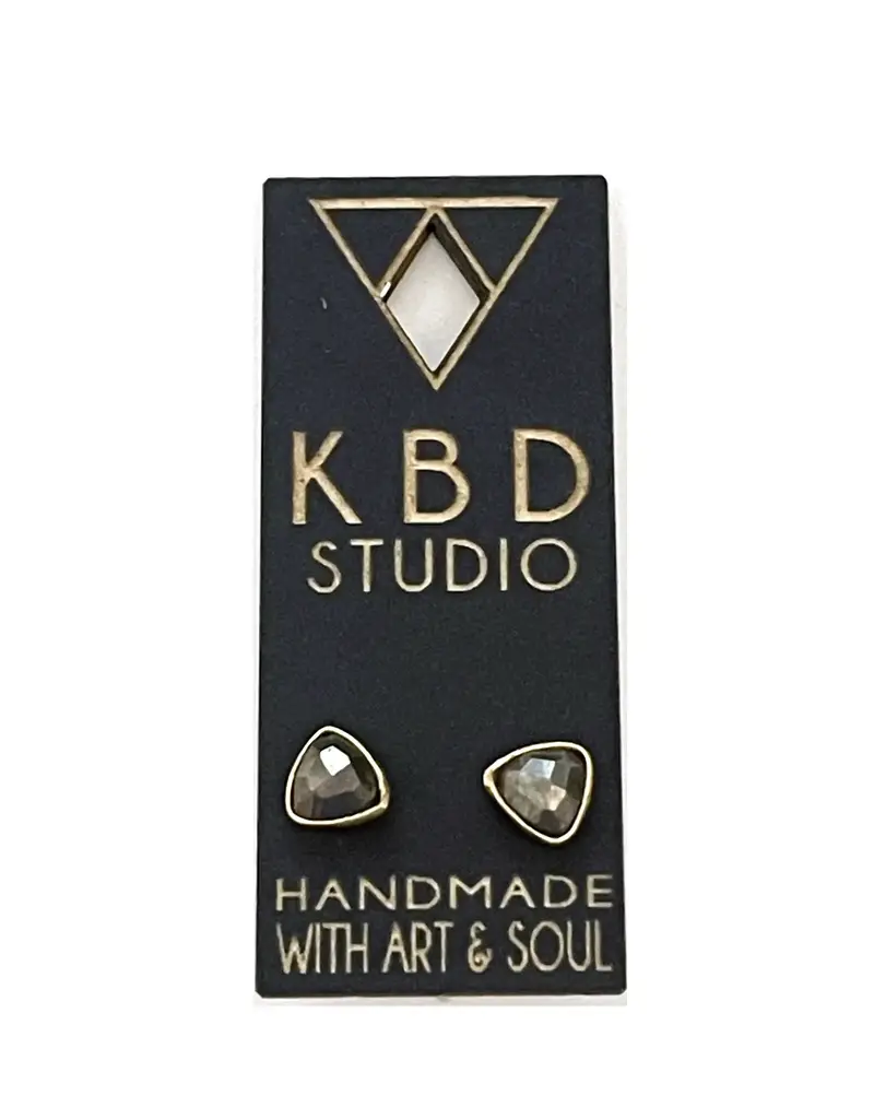 KBD Studio Minimalist Semi Precious Triangle Gemstone Stud Earrings
