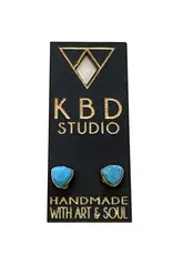 KBD Studio Minimalist Semi Precious Triangle Gemstone Stud Earrings