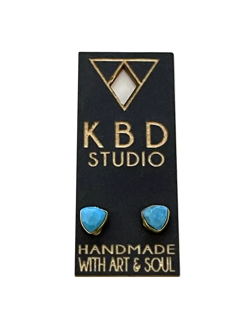 KBD Studio Minimalist Semi Precious Triangle Gemstone Stud Earrings