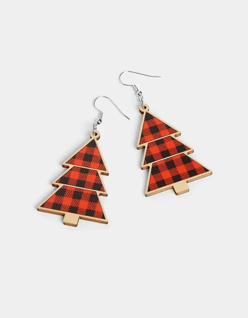 Whispers Buffalo Check Tree Earrings