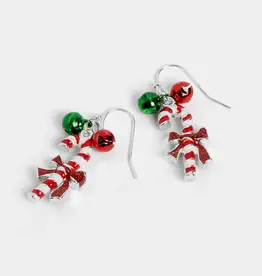 Whispers Jingle Bell Candy Cane Earrings